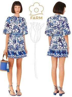Farm Rio Sweet Rio Puff Sleeve Mini Dress
